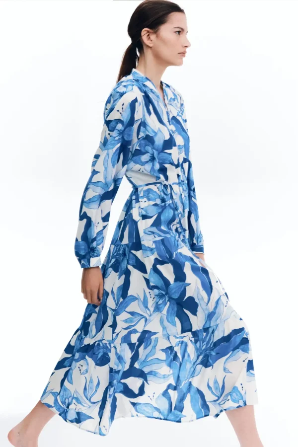 Flowing Botanical Shirt Dress