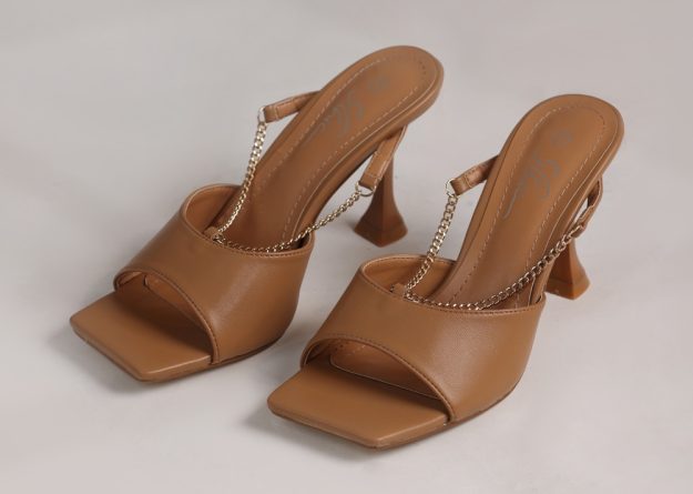Stylish Open-Heel Sandals with Chain Strap