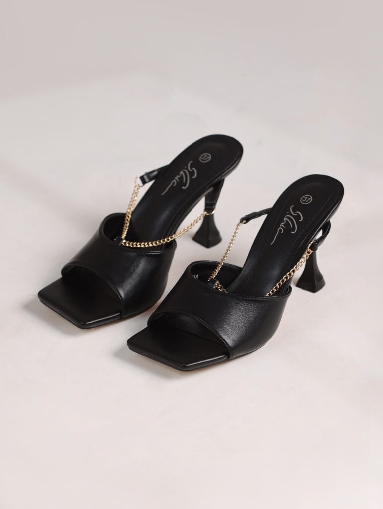 Stylish Open-Heel Sandals with Chain Strap