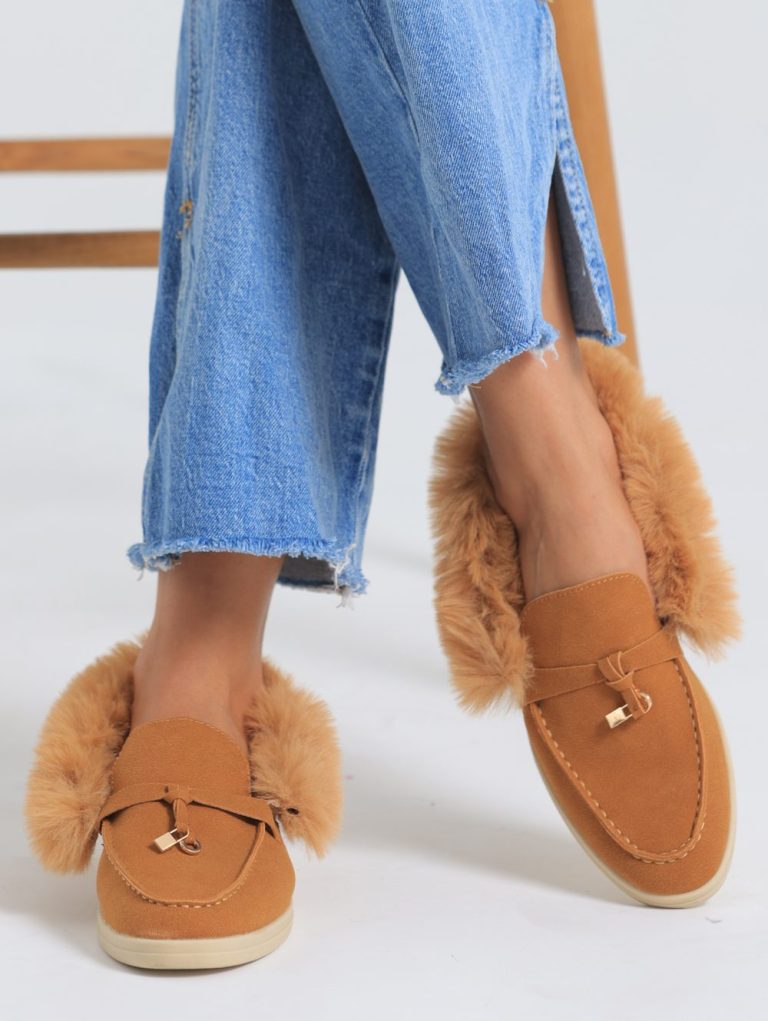 Cozy Fur-Trimmed Flats