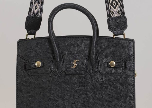 Stylish Medium Leather Bag with Decorative Strap