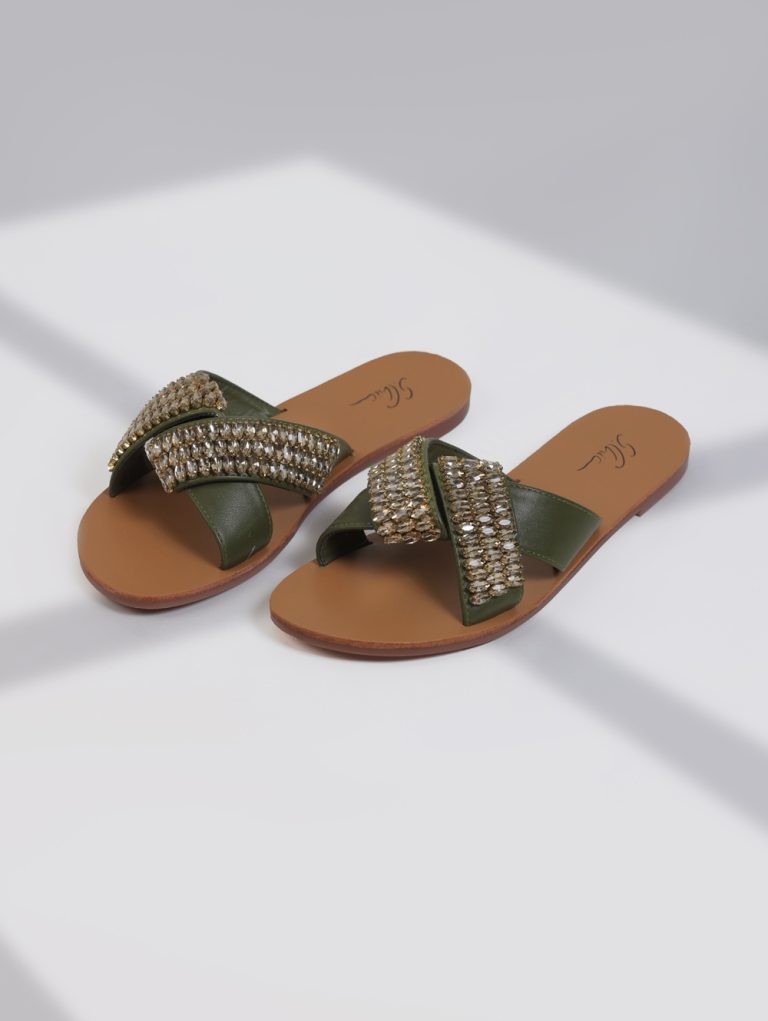 SC-B023 / Flat Crystal Slippers
