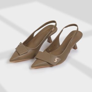 Pointed Toe Slingback Heels with Bow Detail