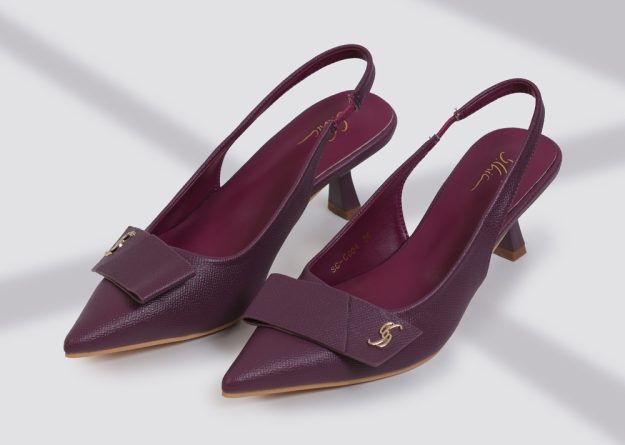 Pointed Toe Slingback Heels with Bow Detail