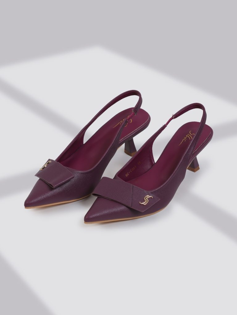 Pointed Toe Slingback Heels with Bow Detail