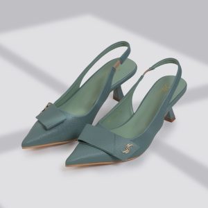Pointed Toe Slingback Heels with Bow Detail