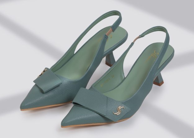 Pointed Toe Slingback Heels with Bow Detail
