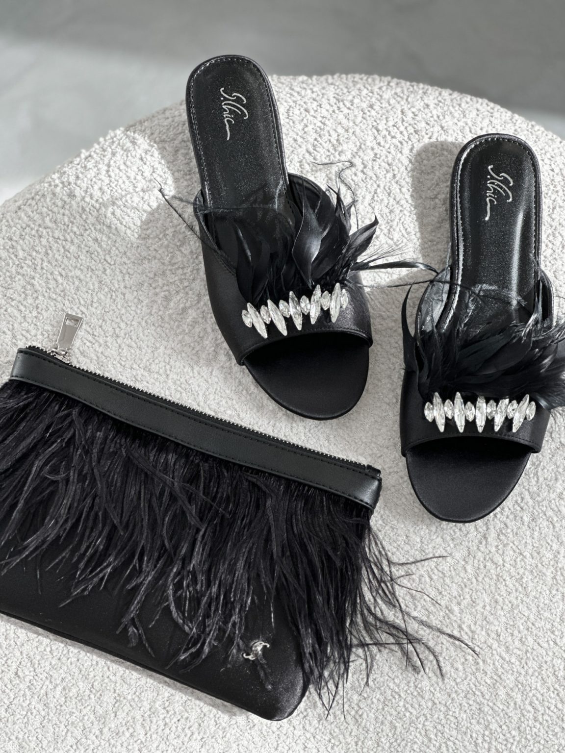 3566-3 / Feathered Elegance Crystal Slippers
