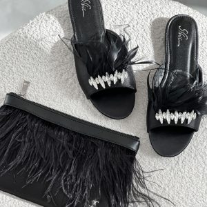 3566-3 / Feathered Elegance Crystal Slippers