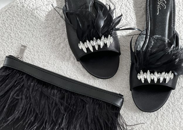 3566-3 / Feathered Elegance Crystal Slippers