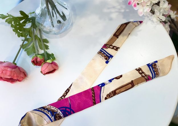 Pink and Beige Tapestry Bag Scarf