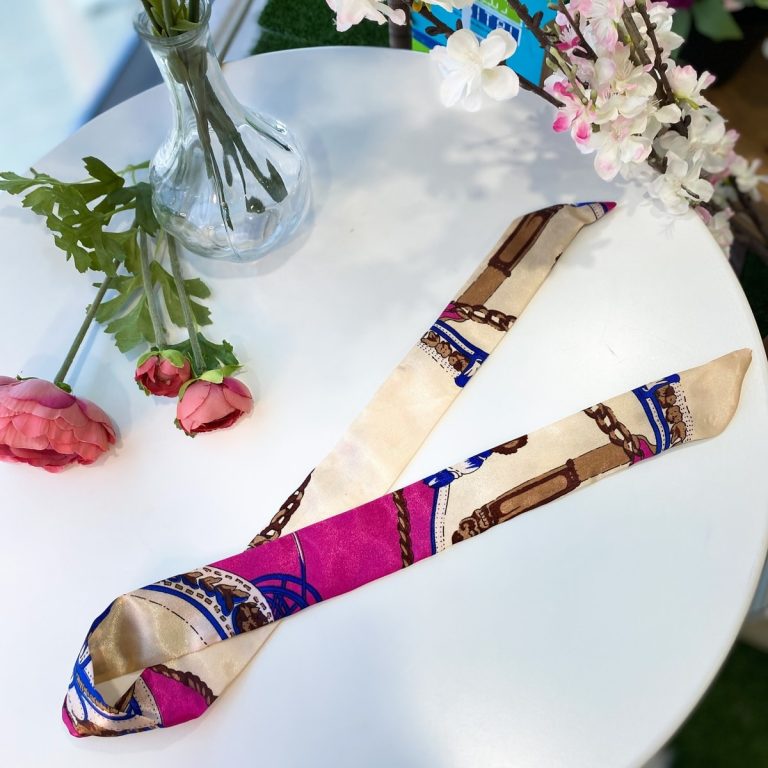 Pink and Beige Tapestry Bag Scarf