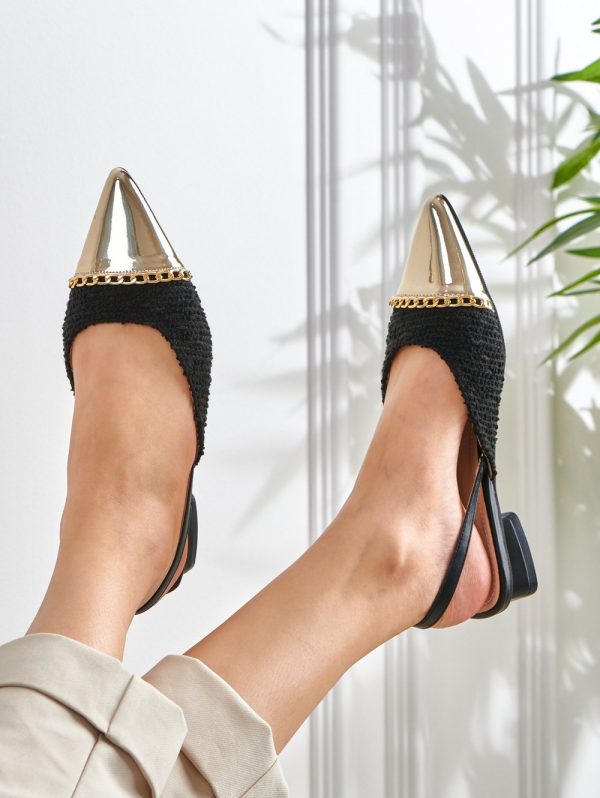 7001-15 / Metallic Trim Slingbacks Flat