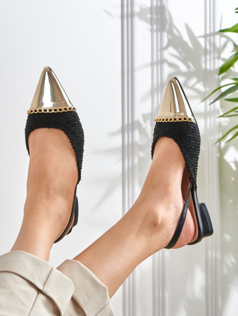 7001-15 / Metallic Trim Slingbacks Flat