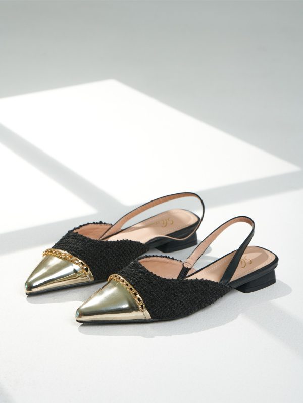 7001-15 / Metallic Trim Slingbacks Flat