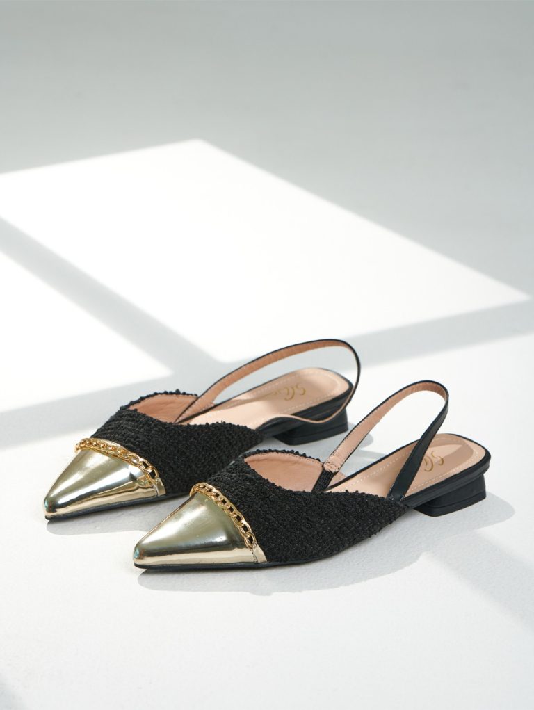 7001-15 / Metallic Trim Slingbacks Flat