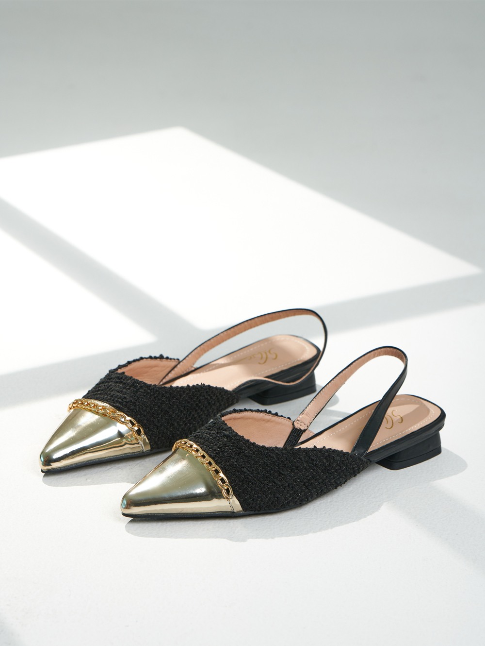 7001-15 / Metallic Trim Slingbacks Flat