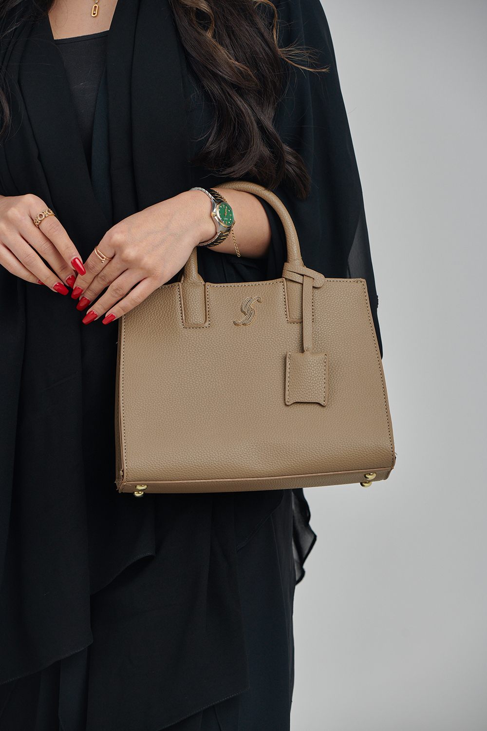 Stylish Leather Structured Carryall Handbag