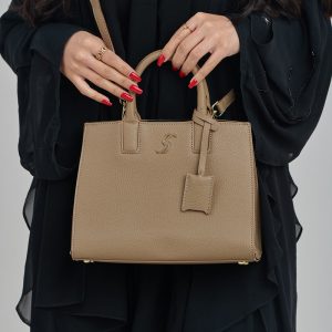 Stylish Leather Structured Carryall Handbag