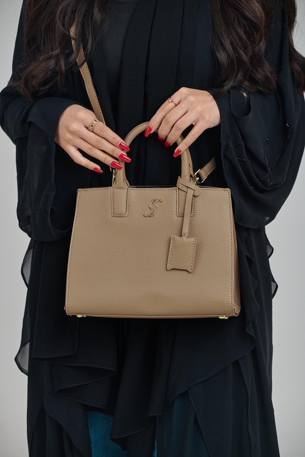 Stylish Leather Structured Carryall Handbag