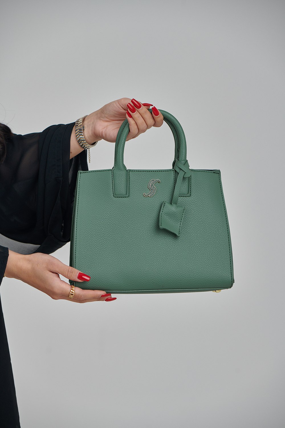 Stylish Leather Structured Carryall Handbag