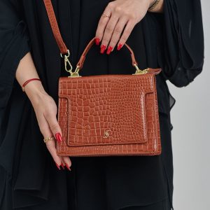 Chic Croc-Embossed Structured Handbag