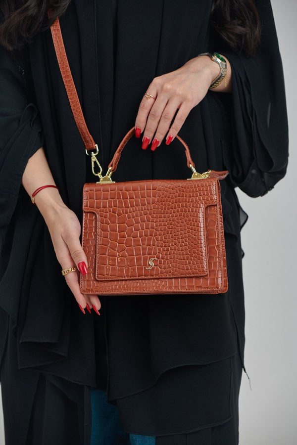 Chic Croc-Embossed Structured Handbag