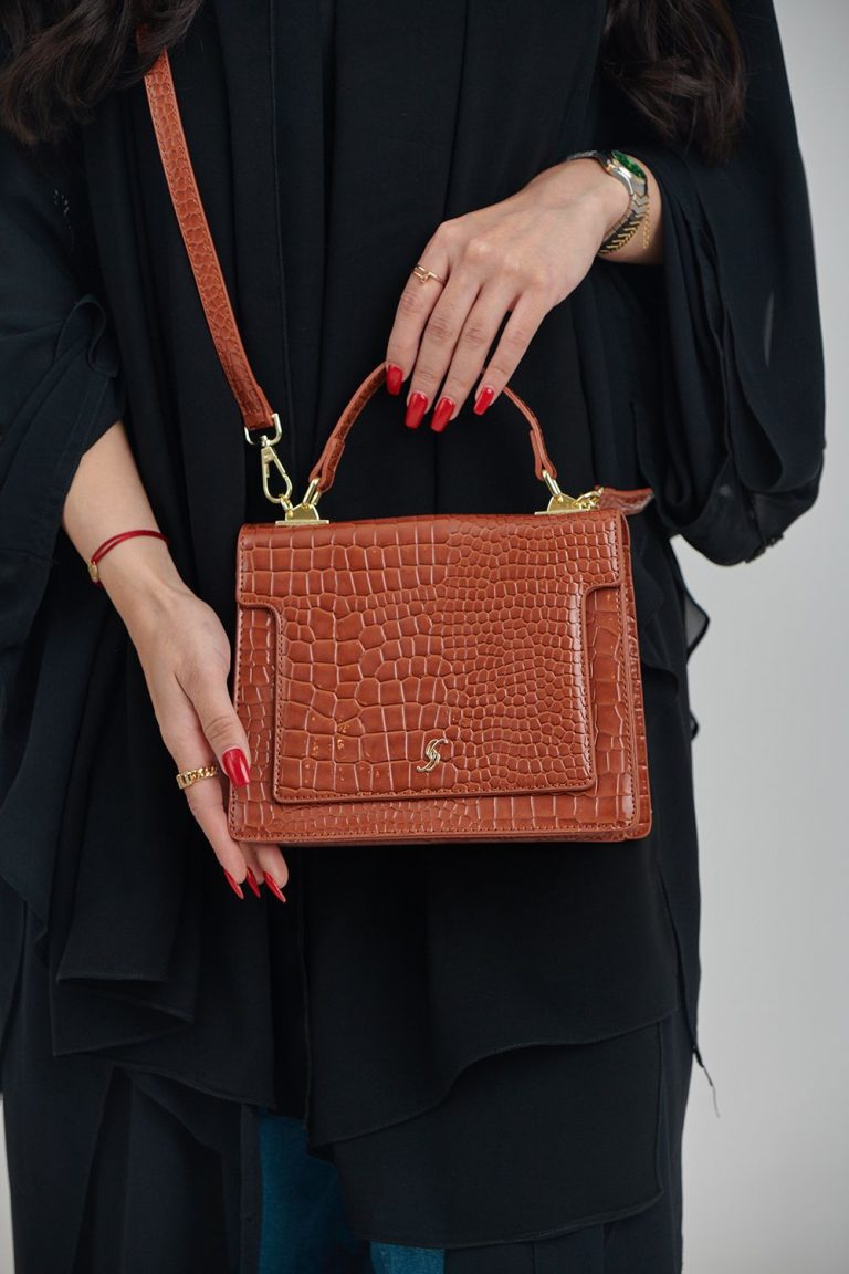 Chic Croc-Embossed Structured Handbag