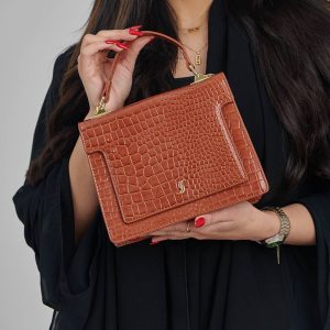 Chic Croc-Embossed Structured Handbag
