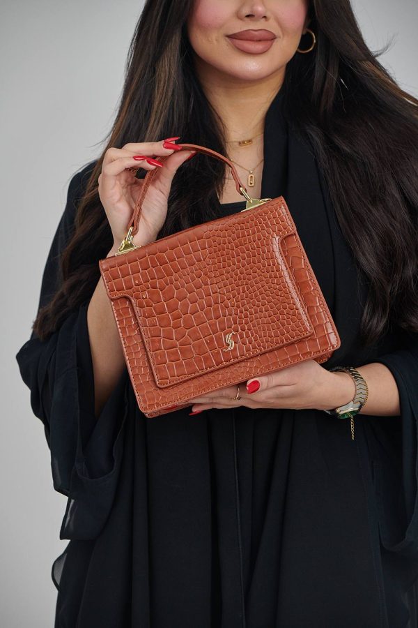 Chic Croc-Embossed Structured Handbag