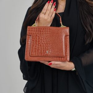 Chic Croc-Embossed Structured Handbag