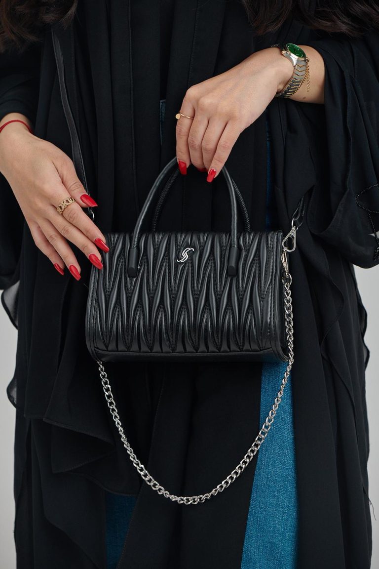 Modern Mini Textured Handbag with Chain Strap