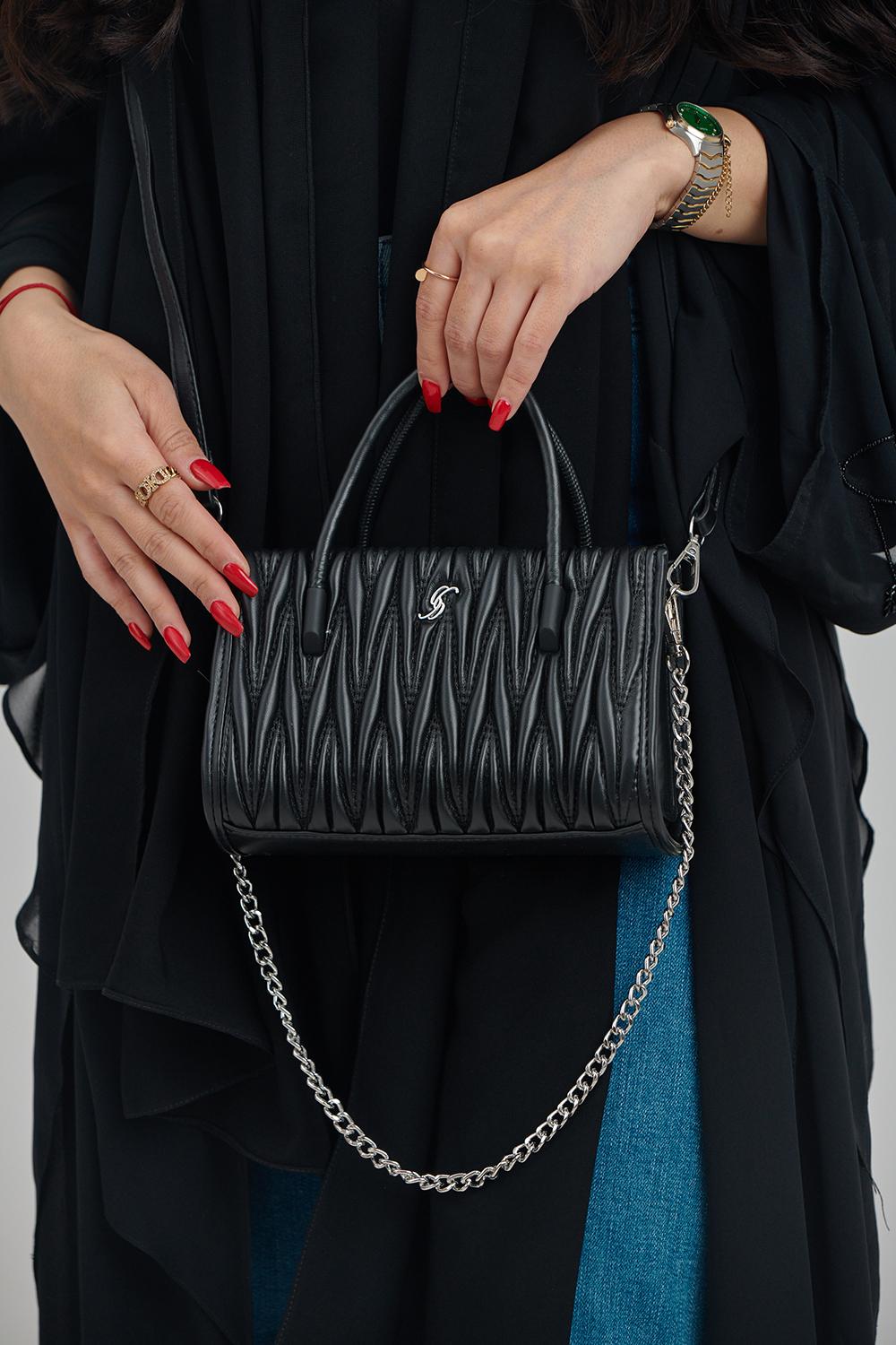Modern Mini Textured Handbag with Chain Strap
