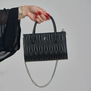 Modern Mini Textured Handbag with Chain Strap