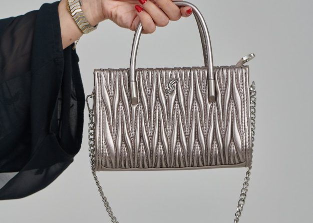 Modern Mini Textured Handbag with Chain Strap