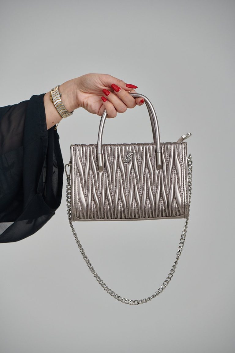 Modern Mini Textured Handbag with Chain Strap