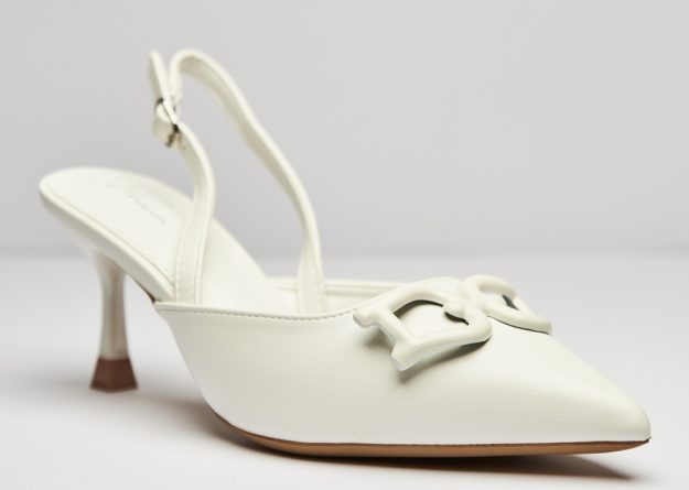 Chic Metal Buckle Slingback Heels