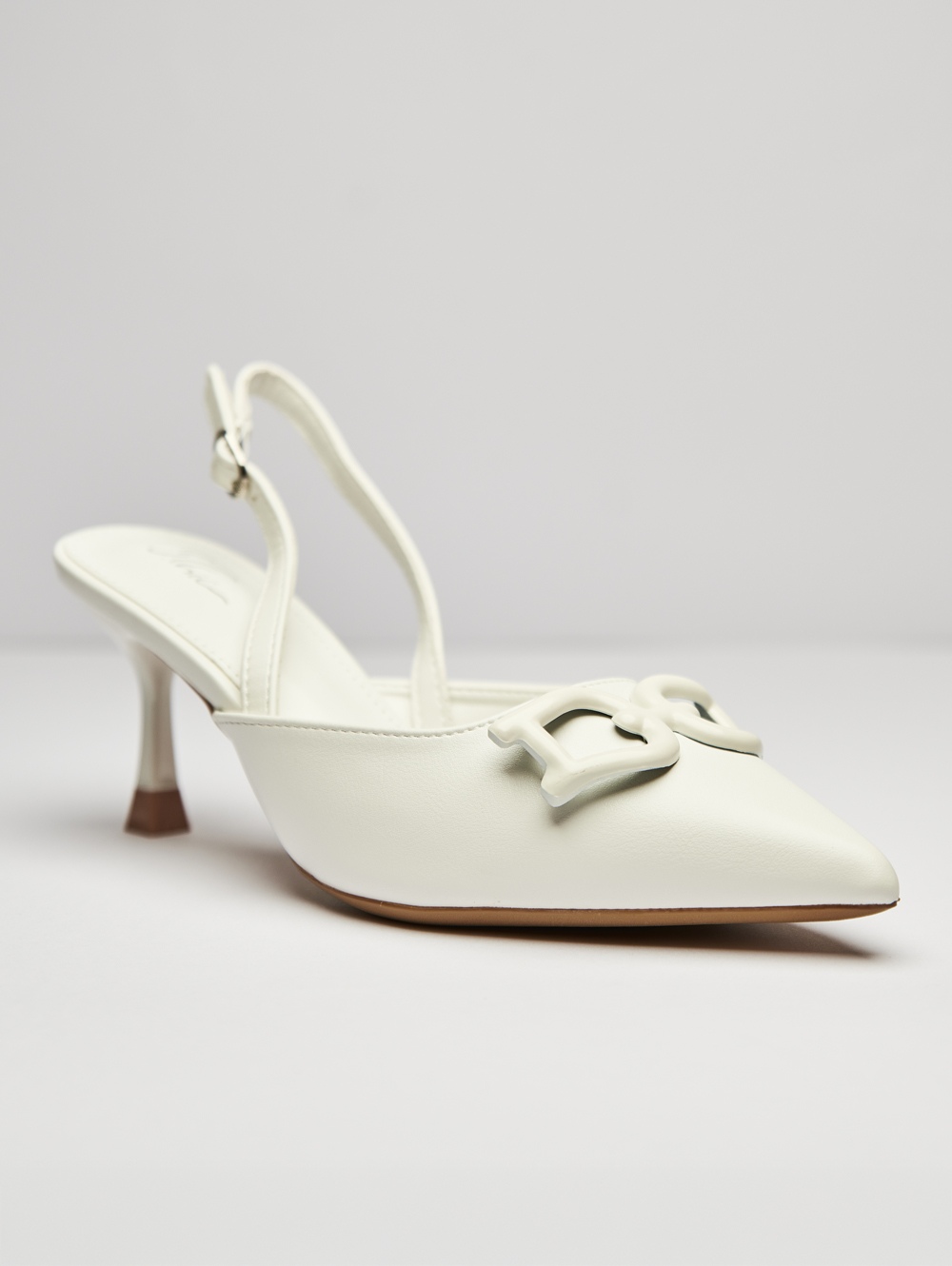 Chic Metal Buckle Slingback Heels