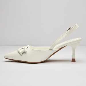 Chic Metal Buckle Slingback Heels