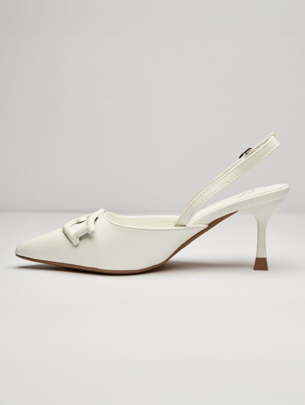 Chic Metal Buckle Slingback Heels