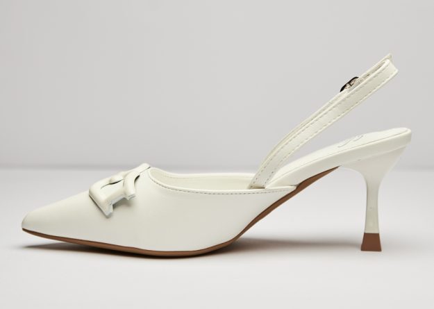 Chic Metal Buckle Slingback Heels
