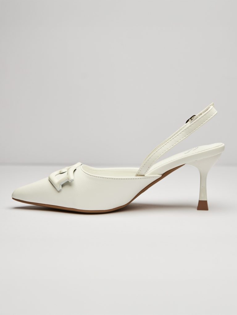 Chic Metal Buckle Slingback Heels