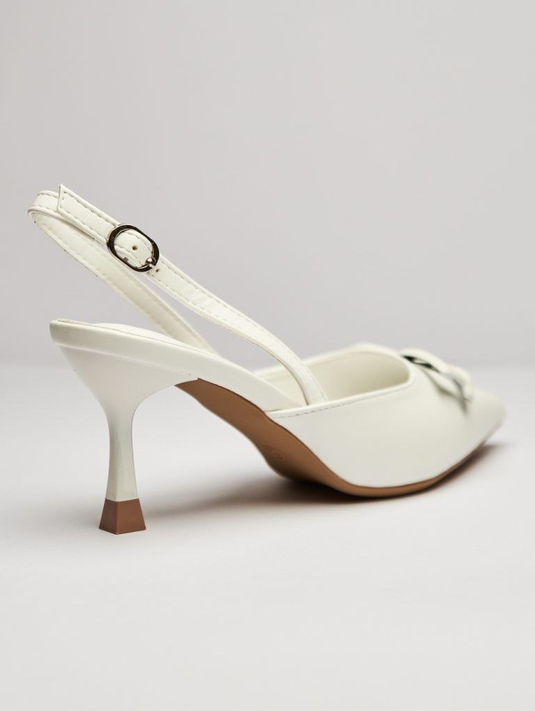 Chic Metal Buckle Slingback Heels