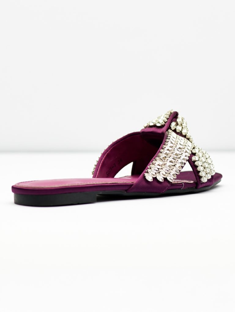 Luxury Crystal Cross Strap Slides