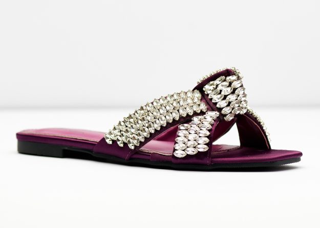 Luxury Crystal Cross Strap Slides