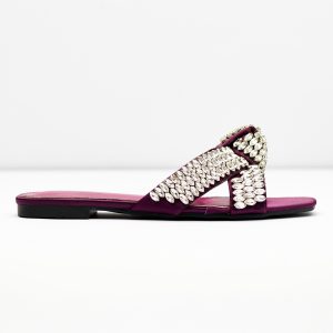 Luxury Crystal Cross Strap Slides