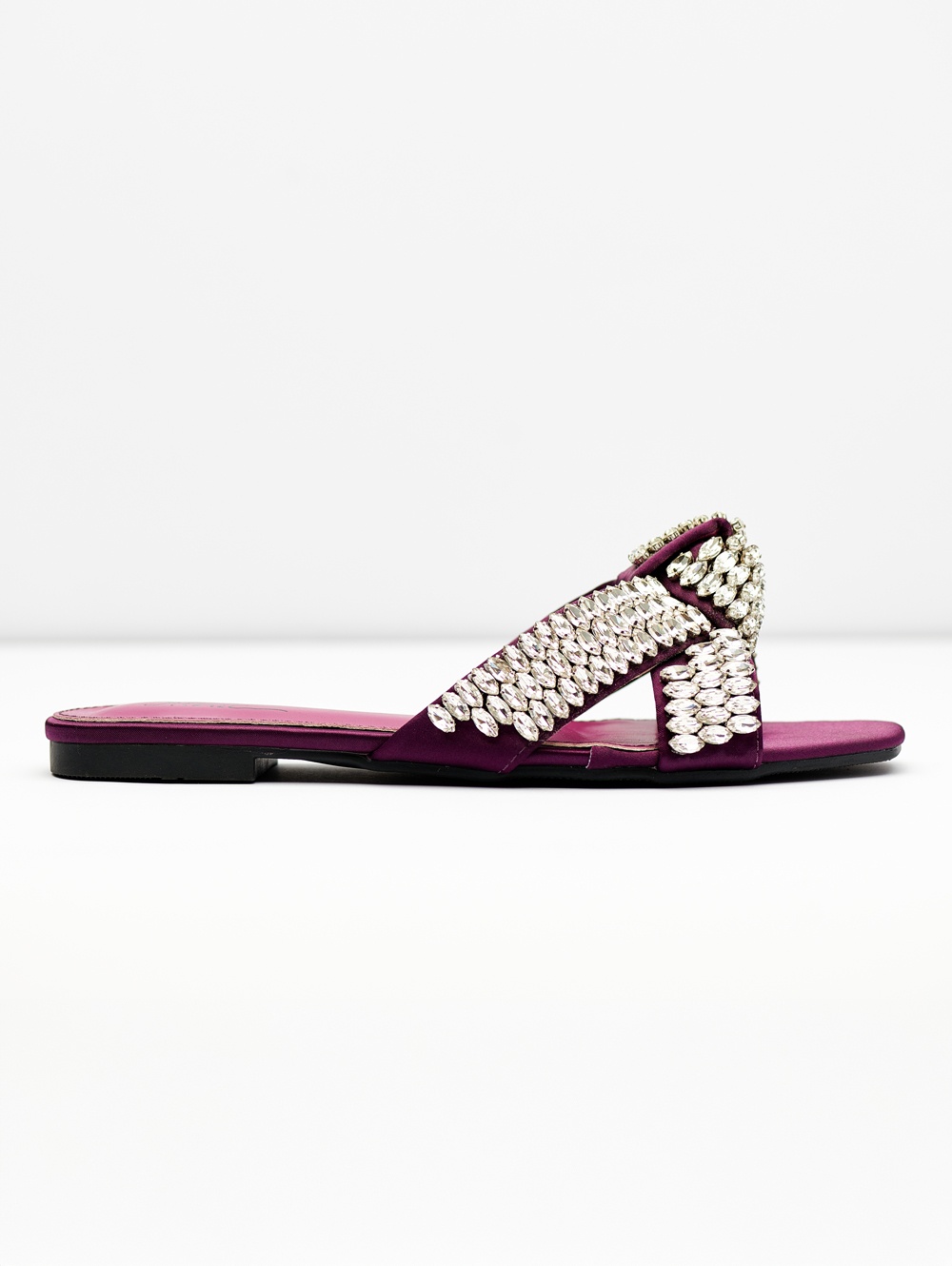 Luxury Crystal Cross Strap Slides