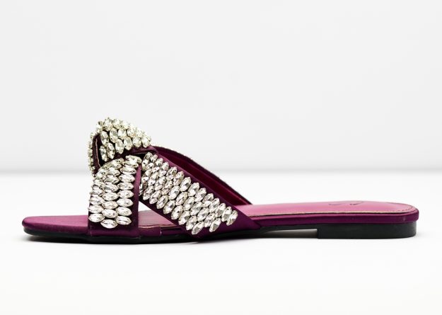 Luxury Crystal Cross Strap Slides