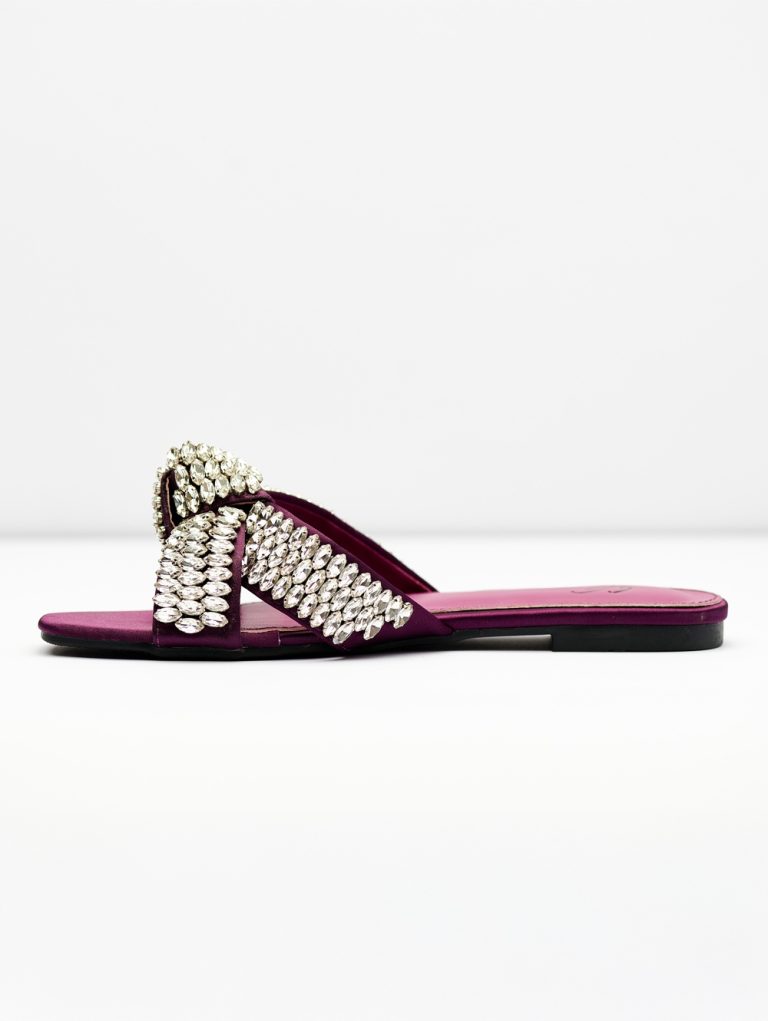 Luxury Crystal Cross Strap Slides