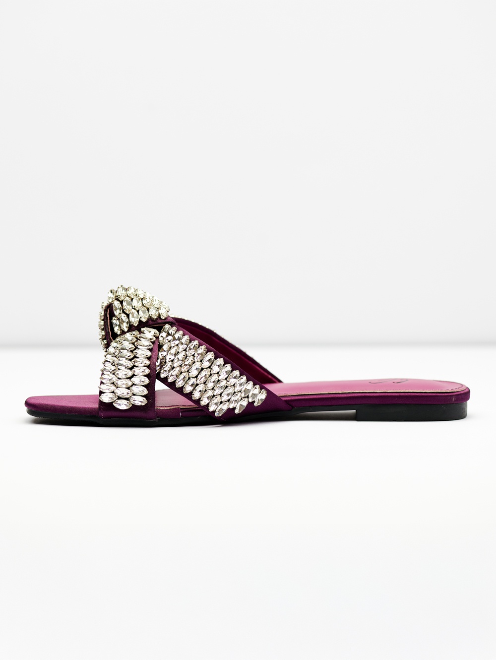 Luxury Crystal Cross Strap Slides